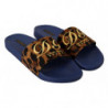 Pantofole diapositive gomma logo leopardato blu marrone - EU44/US11