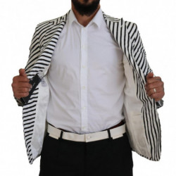 Blazer da giacca slim fit a righe bianche nere - IT44 - XS