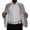 Blazer da giacca slim fit a righe bianche nere - IT44 - XS