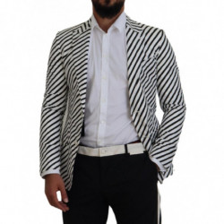 Blazer da giacca slim fit a righe bianche nere - IT44 - XS