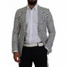 Blazer da giacca slim fit a righe bianche nere - IT44 - XS
