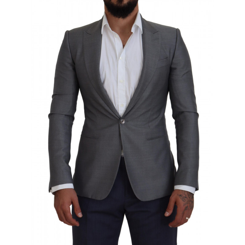 Blazer da giacca slim fit in lana e seta grigia - IT46 - S