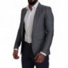 Blazer da giacca slim fit in lana e seta grigia - IT46 - S