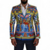 Blazer slim fit in seta con stampa drago multicolor - IT44 - XS