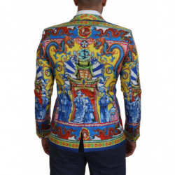 Blazer slim fit in seta con stampa drago multicolor - IT48 - M