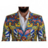 Blazer slim fit in seta con stampa drago multicolor - IT48 - M