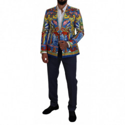 Blazer slim fit in seta con stampa drago multicolor - IT48 - M