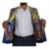 Blazer slim fit in seta con stampa drago multicolor - IT48 - M