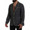 Giacca camicia pigiama in seta a righe blu - IT5 - M