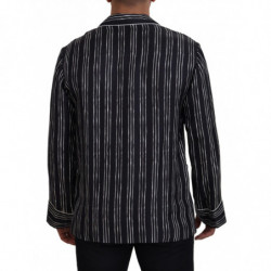 Giacca camicia pigiama in seta a righe blu - IT5 - M