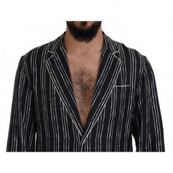 Giacca camicia pigiama in seta a righe blu - IT5 - M