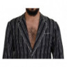Giacca camicia pigiama in seta a righe blu - IT5 - M