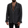 Giacca camicia pigiama in seta a righe blu - IT5 - M