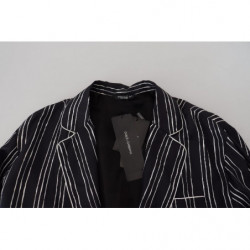 Giacca camicia pigiama in seta a righe blu - IT5 - M