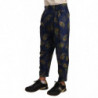 Pantaloni affusolati stampa blu pavone Pantaloni seta - IT48 - M