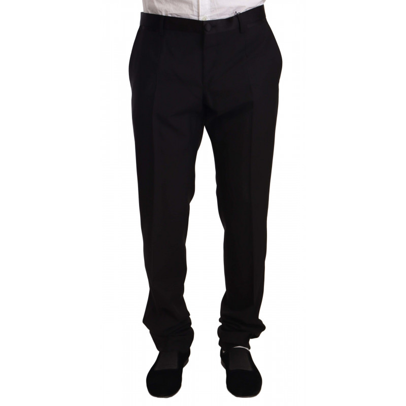 Pantaloni pantaloni da smoking formali in lana nera - IT56 - XXL