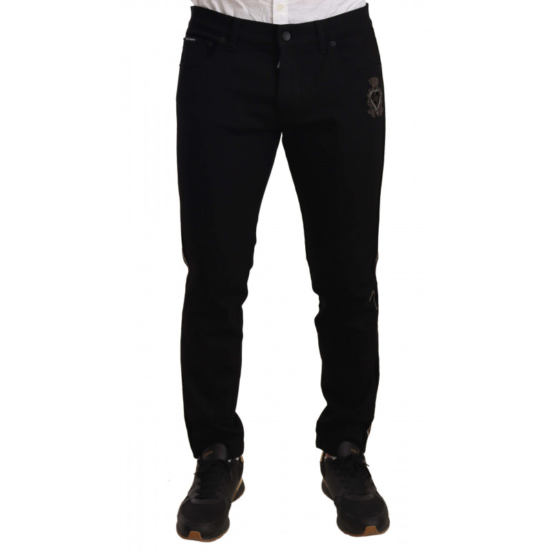 Pantaloni jeans con fascia laterale in denim skinny nero - IT48 - M