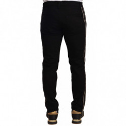 Pantaloni jeans con fascia laterale in denim skinny nero - IT48 - M