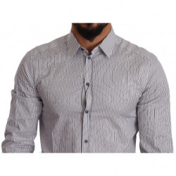 Camicia elegante formale a righe blu bianche ORO - IT40 - M
