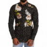 Camicia in cotone broccato floreale nero - IT39 - S