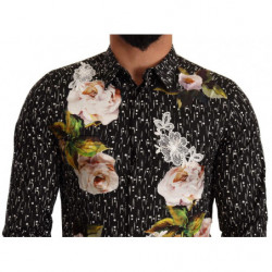 Camicia in cotone broccato floreale nero - IT39 - S