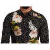 Camicia in cotone broccato floreale nero - IT39 - S