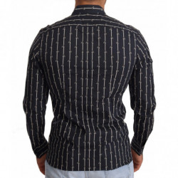 Camicia formale in cotone con stampa mosche blu - IT40 - M
