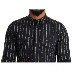 Camicia formale in cotone con stampa mosche blu - IT40 - M