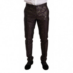 Abito SICILIA slim 3 pezzi in broccato oro viola - IT50 - L