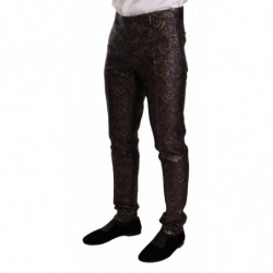 Abito SICILIA slim 3 pezzi in broccato oro viola - IT50 - L