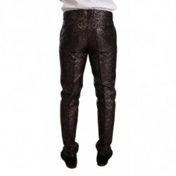 Abito SICILIA slim 3 pezzi in broccato oro viola - IT50 - L