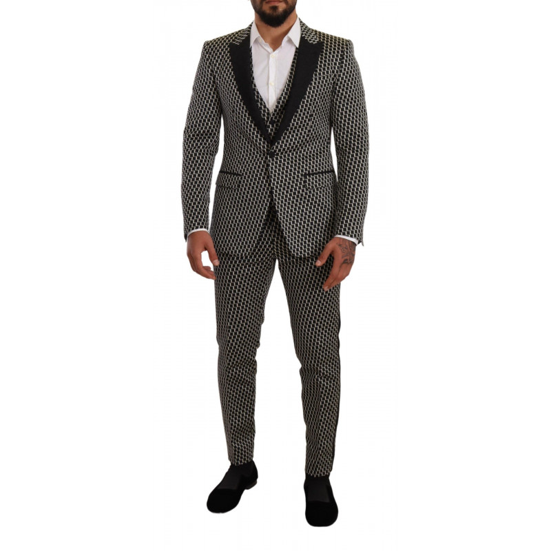 Completo MARTINI a 3 pezzi con motivo check bianco nero - IT48 - M