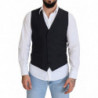 Gilet formale con gilet elasticizzato in lana nera - IT50 - L