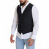 Gilet formale con gilet elasticizzato in lana nera - IT50 - L