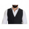 Gilet formale con gilet elasticizzato in lana nera - IT50 - L