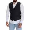 Gilet formale con gilet elasticizzato in lana nera - IT50 - L