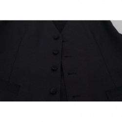Gilet formale con gilet elasticizzato in lana nera - IT50 - L