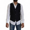 Gilet formale con gilet elasticizzato in lana nera - IT44 - XS