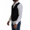 Gilet formale con gilet elasticizzato in lana nera - IT44 - XS