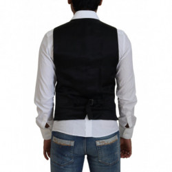 Gilet formale con gilet elasticizzato in lana nera - IT44 - XS
