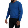Maglione pullover da uomo lavorato maglia scollo V cotone blu - IT4