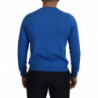 Maglione pullover da uomo lavorato maglia scollo V cotone blu - IT4