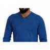 Maglione pullover da uomo lavorato maglia scollo V cotone blu - IT4