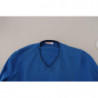 Maglione pullover da uomo lavorato maglia scollo V cotone blu - IT4