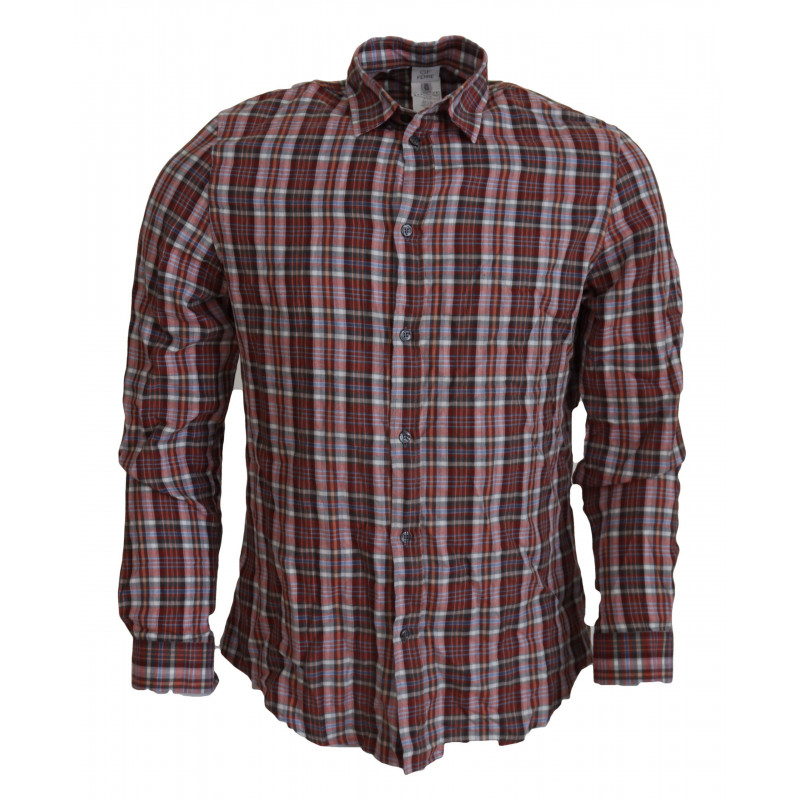 Camicia casual a maniche lunghe in cotone a quadri multicolor - XXS