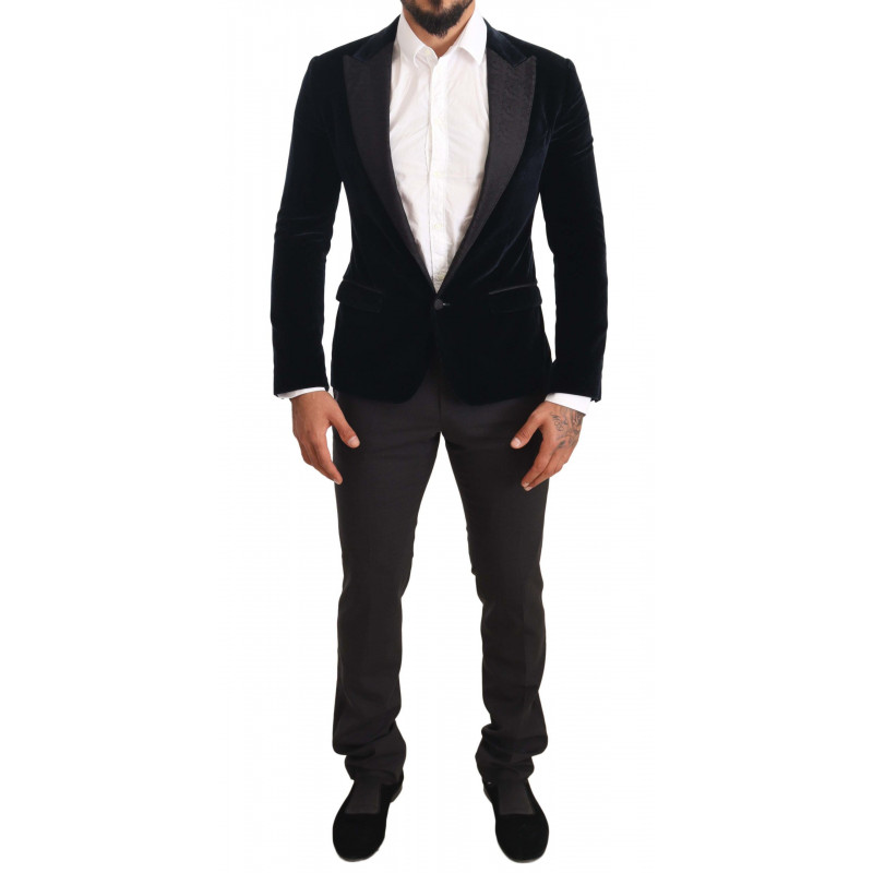 Abito da smoking slim fit in cotone velluto blu - IT46 - S