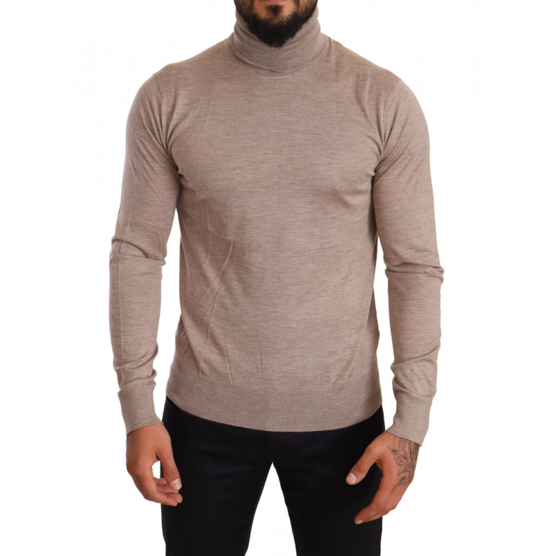 Maglione pullover dolcevita in cashmere beige - IT46 - S