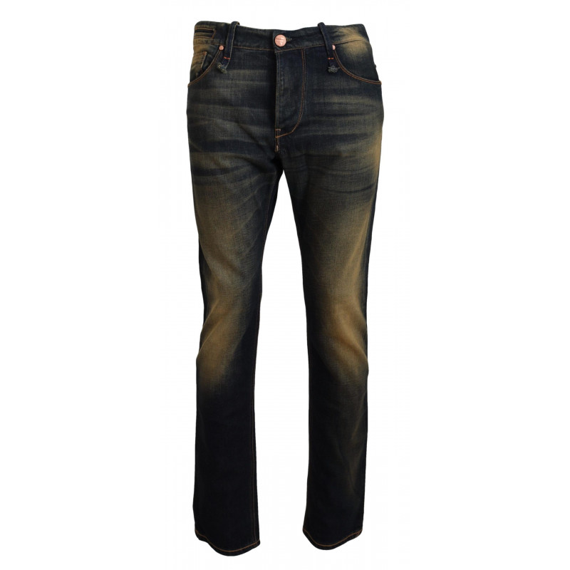 Jeans da uomo slim fit in denim di cotone lavato blu - IT54 - XL