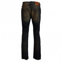Jeans da uomo slim fit in denim di cotone lavato blu - IT54 - XL