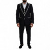 Abito slim fit in lana nera e seta bianca - IT54 - XL